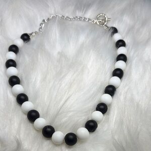 Chunky Black and White Onyx Y2K Style Necklace